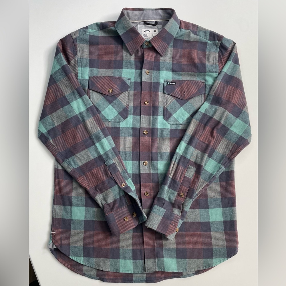 Jetty Marine Supply Men’s Flannel Shirt Size Large EUC